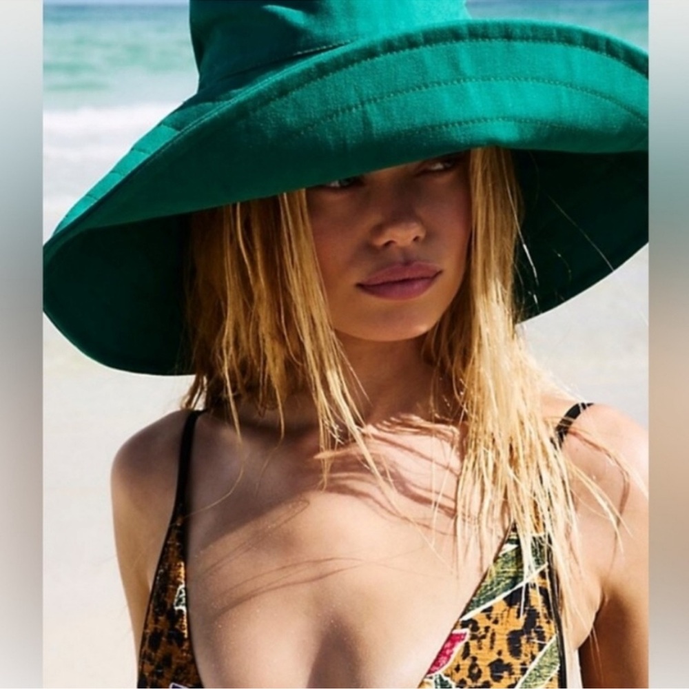 NWT Free People Shoreline Bucket Hat Kelly Green Removable Straps OS - Picture 12 of 12